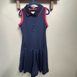 Navy‎ Sleeveless Polo Dress with Red Trim